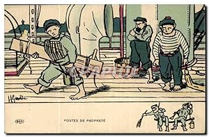Marin-Fantaisie-Humour-Bateau- Postes de Proprete -CPA Illustrateur Gervese