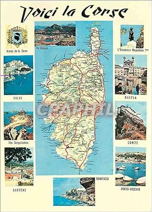 Carte Postale Moderne Voici la Corse Carte etablie d'apres le cartoguide de Corse