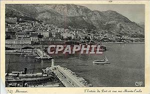 Carte Postale Ancienne Monaco L Entrée du Port et vue sur Monte Carlo