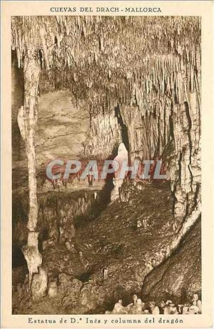 Carte Postale Ancienne Cuevas del Drach Mallorca Estatua de D Inca y columna del dragon