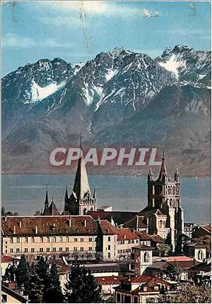 Carte Postale Moderne Lausanne Ouchy La cathédrale et les Alpes de Savoie