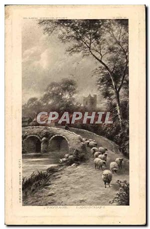 Carte Postale Ancienne FAntaisie Paysage Landschaft Moutons