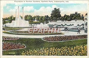 Carte Postale Ancienne Fountains in Sunken Gardens Garfield Park Indianapolis Ind