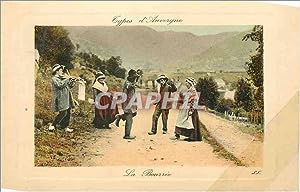 Carte Postale Ancienne Types d Auvergne La Bourree Folklore