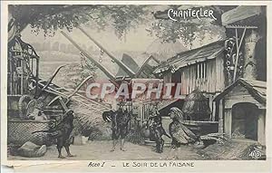 Carte Postale Ancienne Le Soir de la Faisane Chantecler Coq