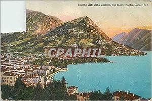 Carte Postale Ancienne Lugano visto dalla stazione con monte boglia e monte bre