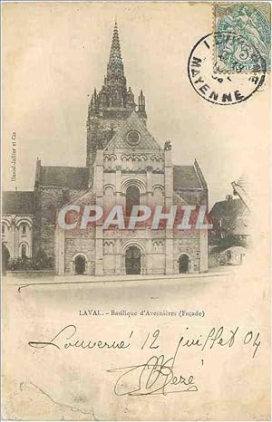 Carte Postale Ancienne Laval Basilique d'Avesnieres (Façade)