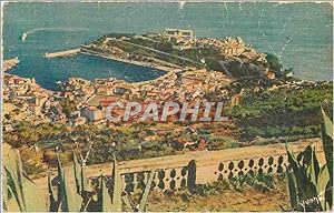 Carte Postale Ancienne Cote d Azur Principal de Monaco vue générale prise de la Turbie sur le Roc...