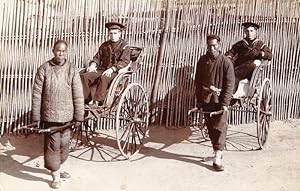 Vintage Postcard: Rickshaw Drivers with Russian Sailor Passengers, early 20th Century (Possibly J...