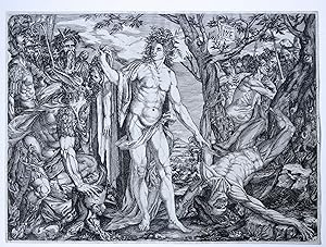 Antique print, etching | The Judgment of Midas (Het oordeel van Midas), published ca. 1620, 1 p.