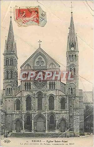 Carte Postale Ancienne Reims Eglise Saint Remi La Pus Encienne de Reims Commencee en 1042