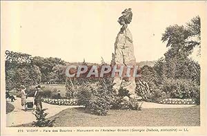 Carte Postale Ancienne Vichy Parc des Bourins Monument de l'Aviateur Gilbert (Georges Dubois Stat...