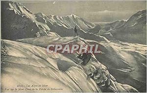 Carte Postale Ancienne Les Alpes en hiver vue sur le Mont Cenis de la Pointe de Belleconbe