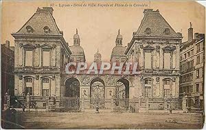 Carte Postale Ancienne Lyon Hôtel de Ville Façade et Place de la Comedie