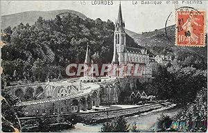 Carte Postale Ancienne Lourdes La Basilique et les Piscines