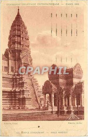 Carte Postale Ancienne Temple d'Angkor Vat Angle Nord Est Exposition Coloniale Internationale Paris