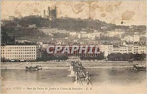 Carte Postale Ancienne Lyon Pont du Palais de Justice et Coteau de Fourviere