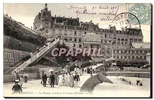 Biarritz Carte Postale Ancienne La rampe mobîle et le casino Bellevue