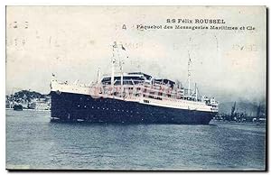 Carte Postale Ancienne Bateau Paquebot SS Roussel Paquebot des Messageries Maritimes