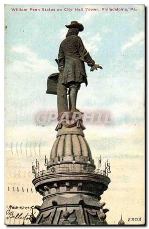 Etats Unis Carte Postale Ancienne William Penn statue on City Hall Tower Philadelphia Pennsylvania