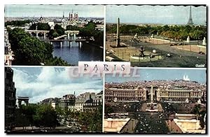 Paris Carte Postale Ancienne La Seine et les ponts La concorde et la Tour Eiffel Champs Elysees