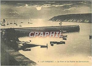 Carte Postale Ancienne Le Conquet Le Port et la Pointe de Kermorvan