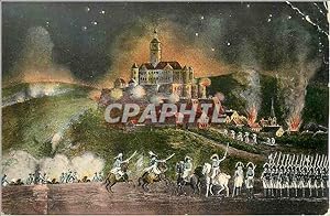Carte Postale Ancienne Bombardement der Bergfesie und Brand von Konigstein durch Konigl Militaria