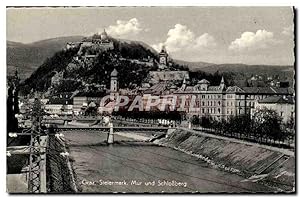Graz - Steiermark - Mur und Schlossberg - Carte Postale Ancienne