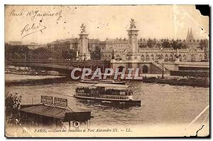 Carte Postale Ancienne Paris Gare des invalides et pont Alexandre III