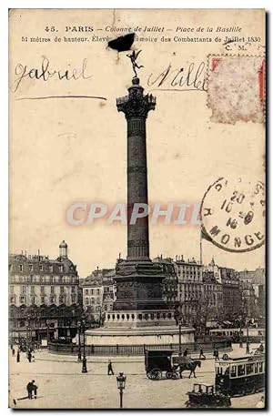 Paris - 11 Place de la Bastille - Colonne de Juillet - Carte Postale Ancienne