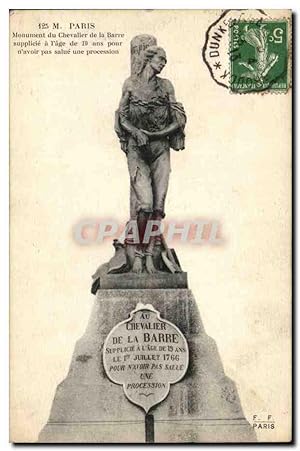 Paris 18 - Monument du Chevalier de la Barre supplicie a l'age 19 pour n'avoir pas salue une proc...