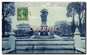 Paris Carte Postale Ancienne La fontaine Carpeaux et l'avenue de l'observatoire