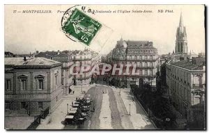 Montpellier Carte Postale Ancienne Perspective de la rue Nationale et l'église SAinte Anne