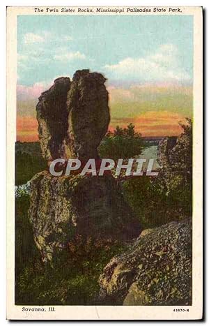 Carte Postale Ancienne Etats Unis The twin Sister rocks Mississippi Palisades State park