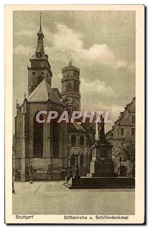 Carte Postale Ancienne Stuttgart Stiftkirche Schillerdenkmal