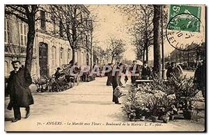 Carte Postale Ancienne Angers Le marche aux fleurs Boulevard de la mairie TOP