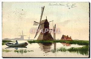 Carte Postale Ancienne Pays Bas Moulin windmill