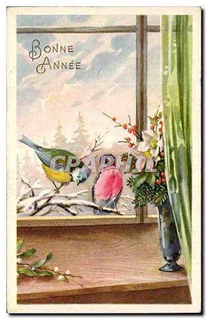 Fêtes - Voeux - Bonne Anne - New Year - Birds at Window - Carte Postale Ancienne