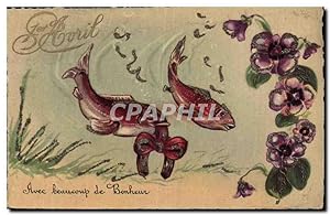 Fêtes - Voeux - Poisson d'Avril - April Fool - fish and flowers - Carte Postale Ancienne
