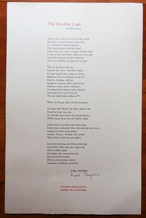 The Sawdust Logs for Bill Everson (Signed Broadside Poem)