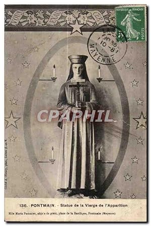 Carte Postale Ancienne Pontmain statue de la vierga de l'Apparition