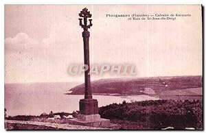 Carte Postale Ancienne Plougasnou (Finistere) Calvaire de Kermaria et Baie de St Jean du Doigt