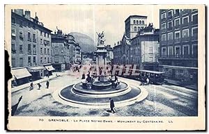 Carte Postale Ancienne Grenoble La Place Notre Dame Monument du Centenaire Tramway
