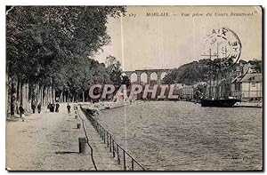 Carte Postale Ancienne Morlaix vue prise du Cours Beaumont Bateau