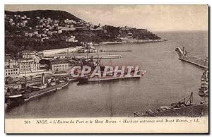 Carte Postale Ancienne Nice L'Entrée du Port et le Mont Boron Harbour Entrance and Mont Boron Bat...