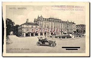 Carte Postale Ancienne Hôtel Bristol Salsburg Autriche Automobile