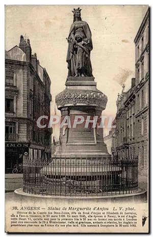 Carte Postale Ancienne Angers Statue de Marguerite d'Anjou Heroine de la Guerre des Doux