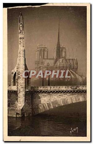Carte Postale Ancienne Paris en flanant notre dame et statue de ste geneviere Oeuvre de landowaki...