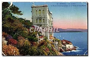 Carte Postale Ancienne Monaco les Jardins le Musee Oceanographique et la Pointe du cap martin