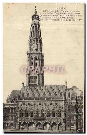 Carte Postale Ancienne Arras L'Hôtel de Ville et Son Beffroi d'une hauteur de Monument historique